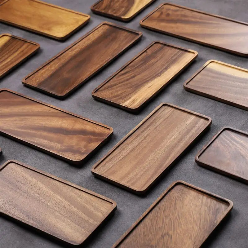 Walnut Wood Serving Tray Solid One Piece Natural Wooden Coffee Tea Tray