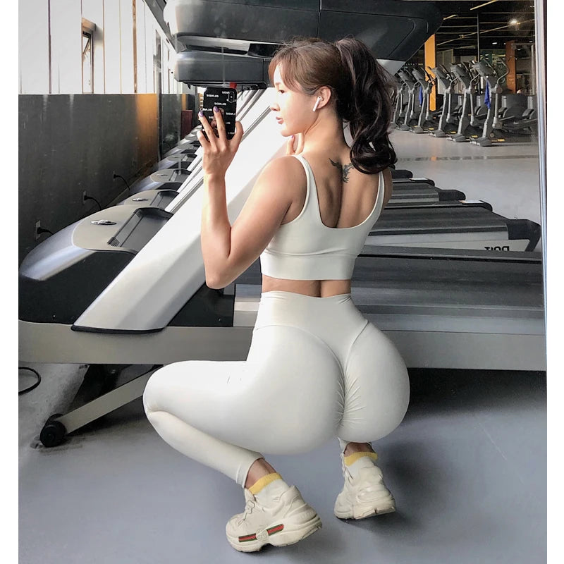 High Waisted Seamless Gym Leggings Women Scrunch Butt Yoga Pants Push Up Fitness Workout Tights