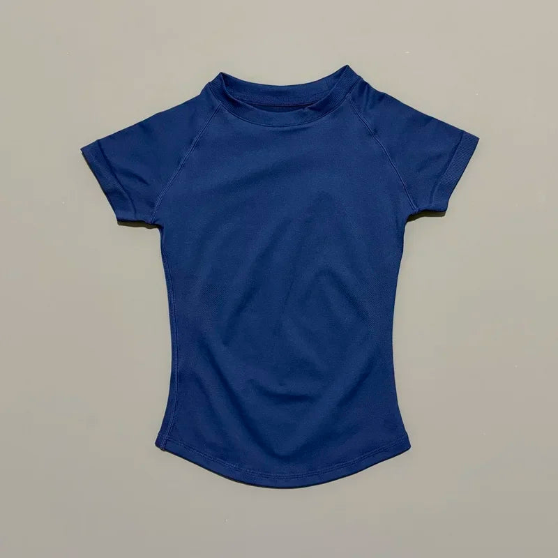 Women Seamless Gym T-Shirt Quick Dry Workout Top Fitness Yoga Sports Tee