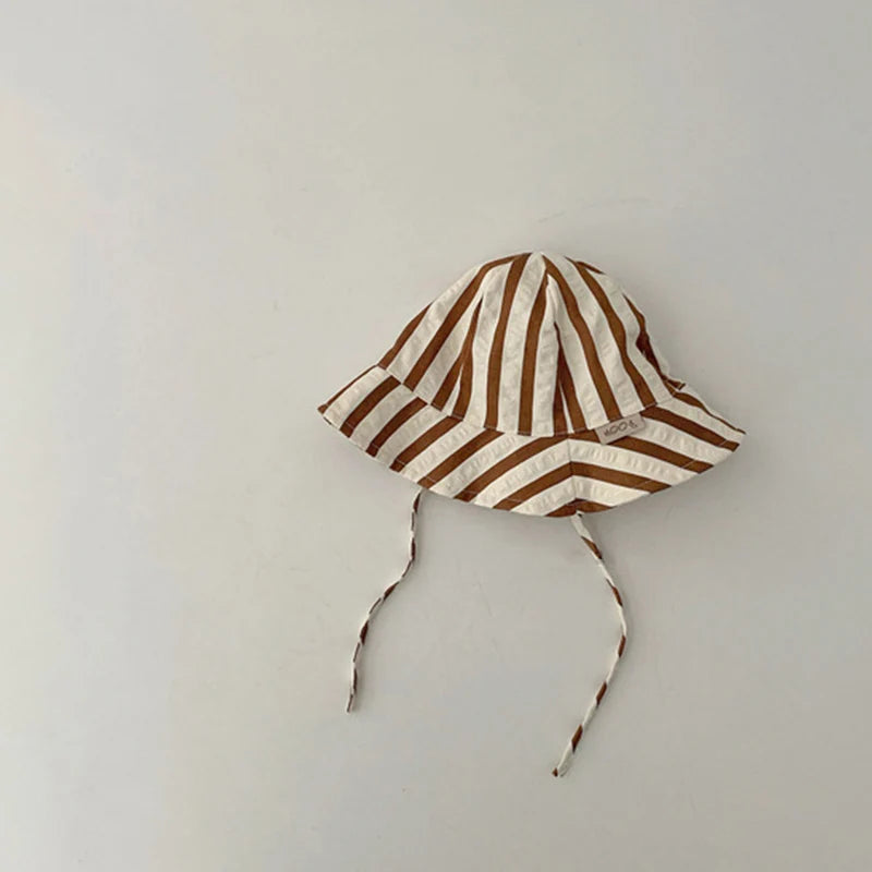 Double Sided Baby Bucket Hat Striped Plaid Summer Sun Hat for Kids