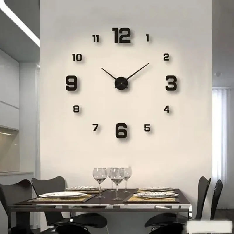 DIY Frameless Wall Clock Large 3D Wall Sticker Modern Home Decor Silent Clock