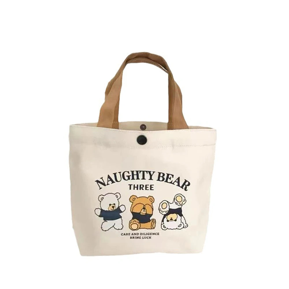 Small Canvas Tote Bag Lunch Box Handbag for Students Office