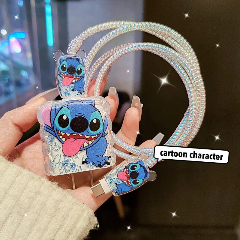 Cartoon Stitch Charger Cable Protector Case for iPhone Fast Charging Cable Winder