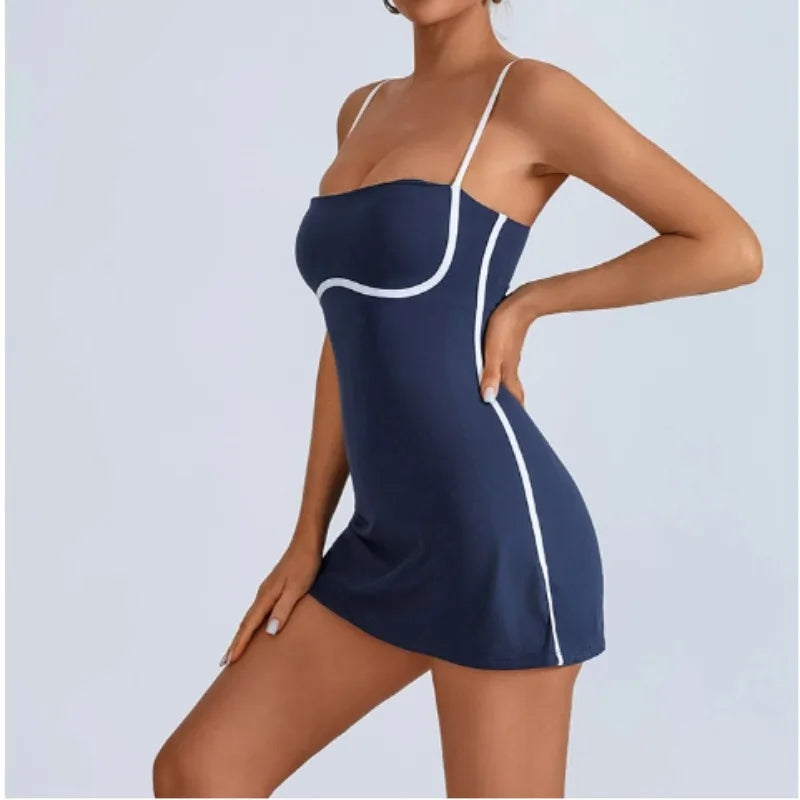 Women Tennis Golf Dress with Built in Shorts Sports Set Yoga Workout Active Skort Dress