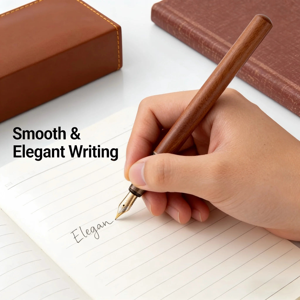 Retro Fountain Pen Wood Bronze 0.5mm Calligraphy Writing Pen
