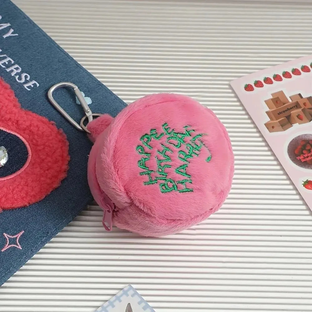 Pink Plush Coin Purse Kawaii Earphone Storage Pouch