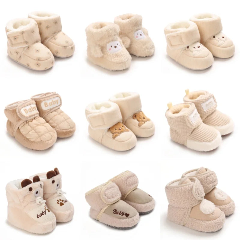Newborn Cartoon Winter Boots Soft Sole Warm Baby Walking Shoes