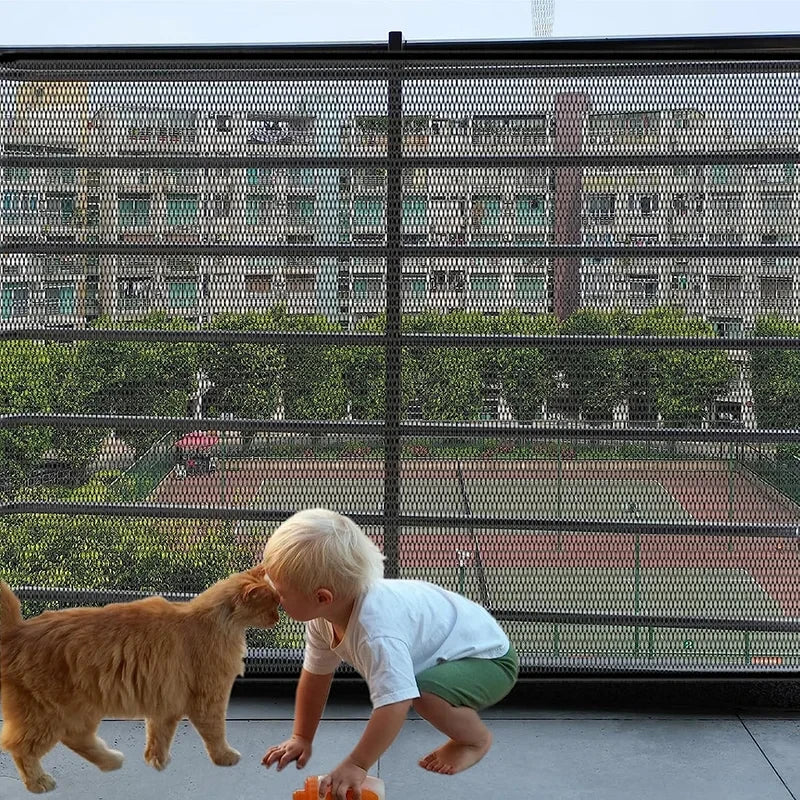 Portable Pet Safety Gate – Mesh Dog Barrier for Stairs and Doorways