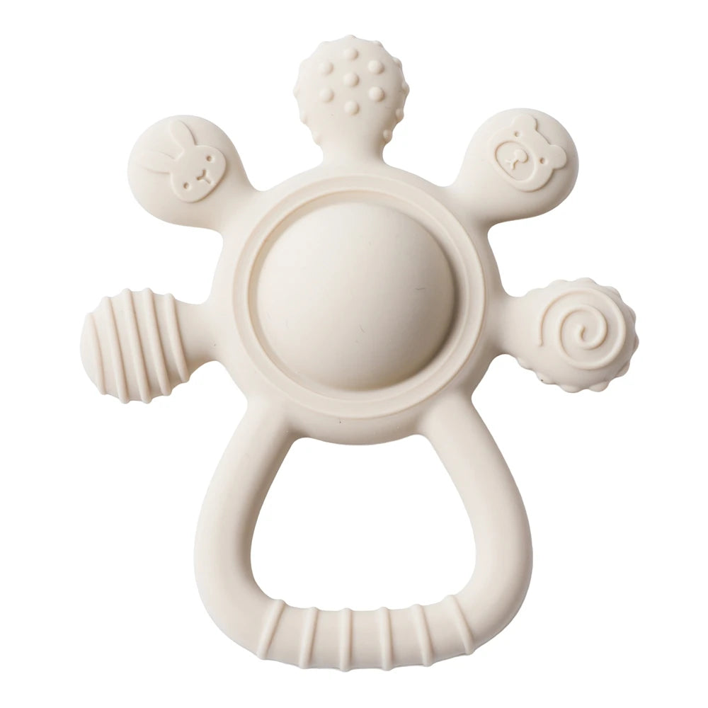BPA Free Silicone Baby Teether Rattle Toy 0 12 Months