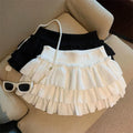 Women Ruffle Mini Skirt Elastic Waist Puffy Cake Style Korean Casual Skirt