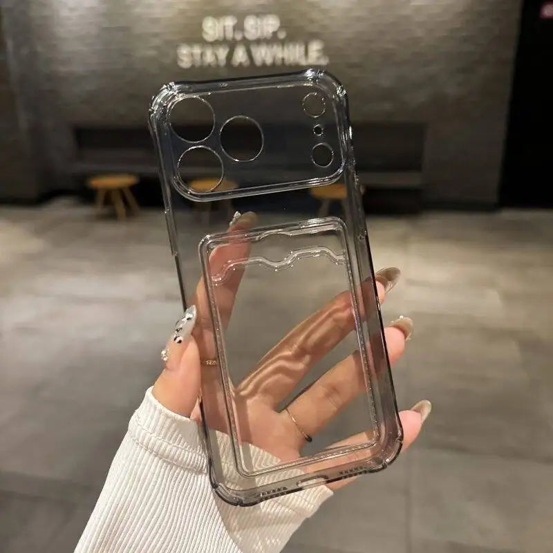 Soft Card Holder Transparent Bumper iPhone Case