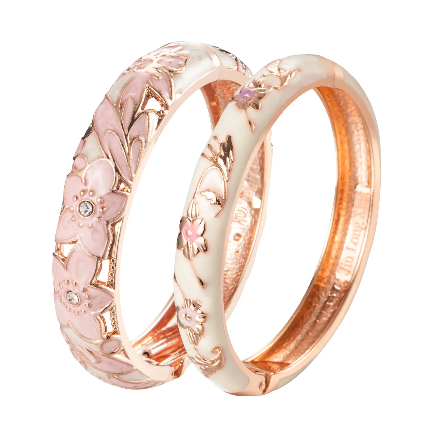 Women Double Enamel Bangle Set Cloisonne Metal Bracelet