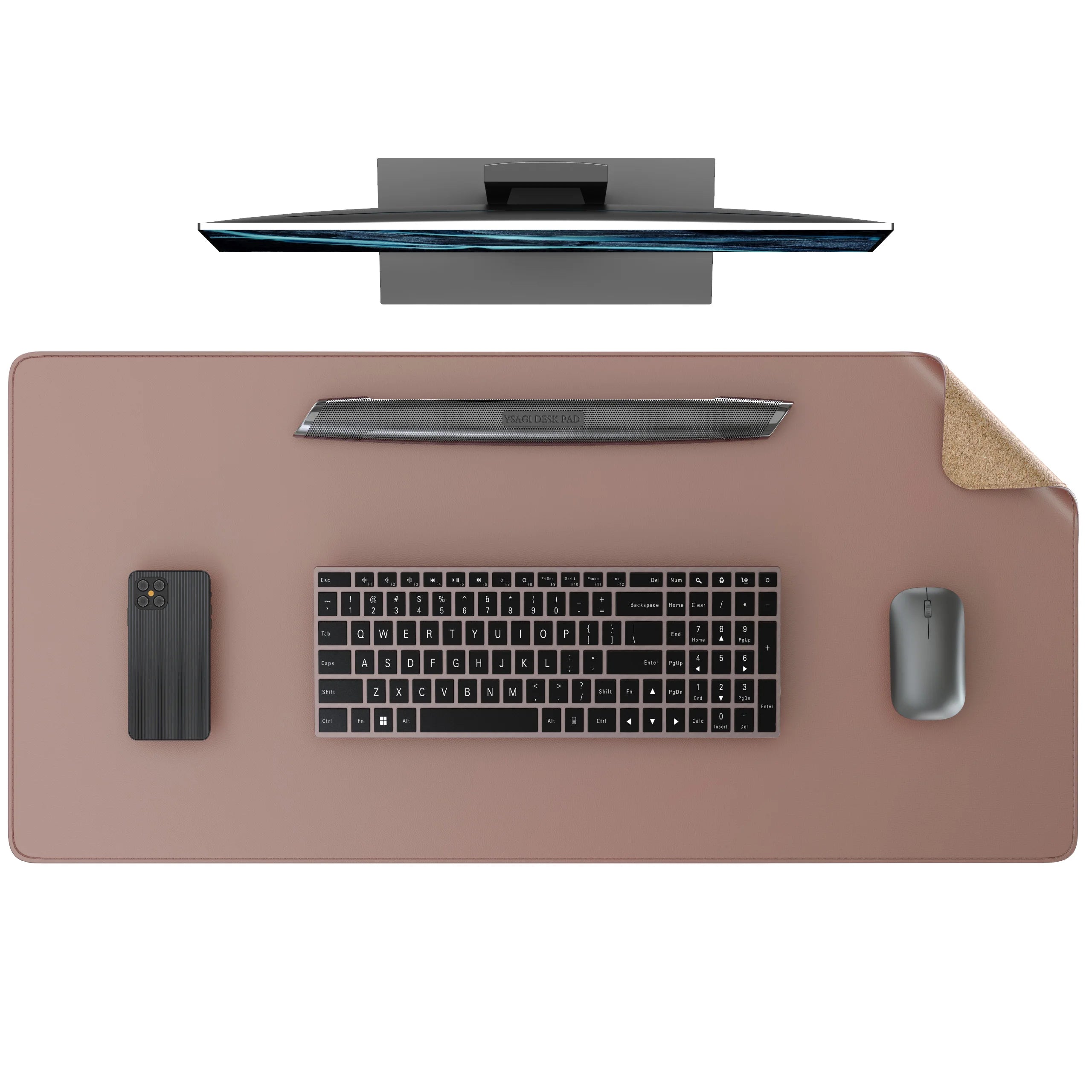 Dual Sided Leather Cork Desk Mat Large Mouse Pad for Office Home