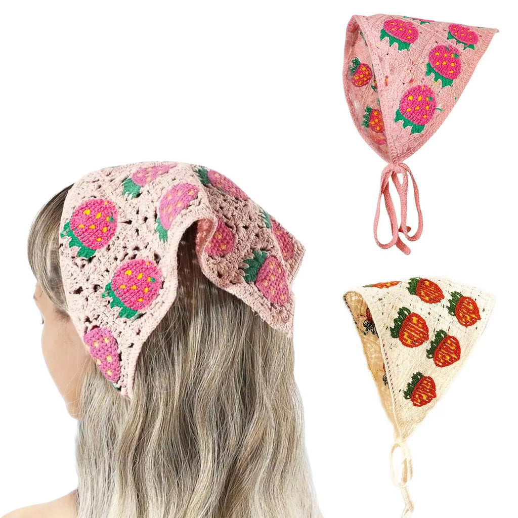 Crochet Triangle Headband for Women Handmade Flower Hair Scarf