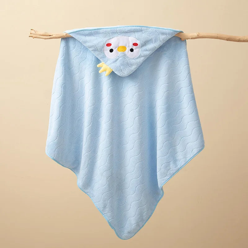 Baby Hooded Bathrobe Towel Blanket Coral Fleece Toddler Swaddle Kids Bath Wrap