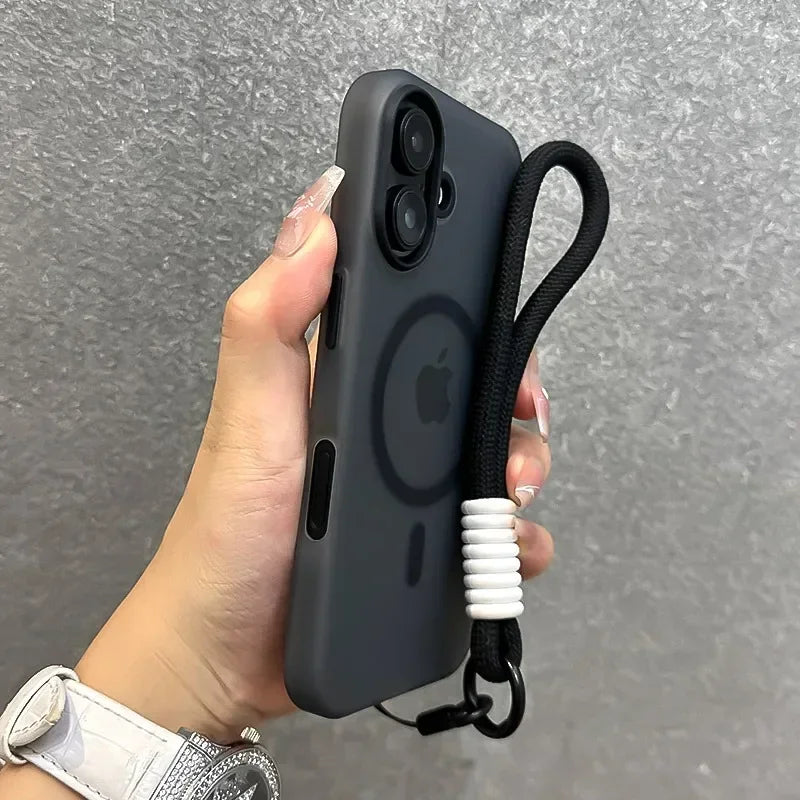 Magnetic Matte iPhone Case with Wrist Strap