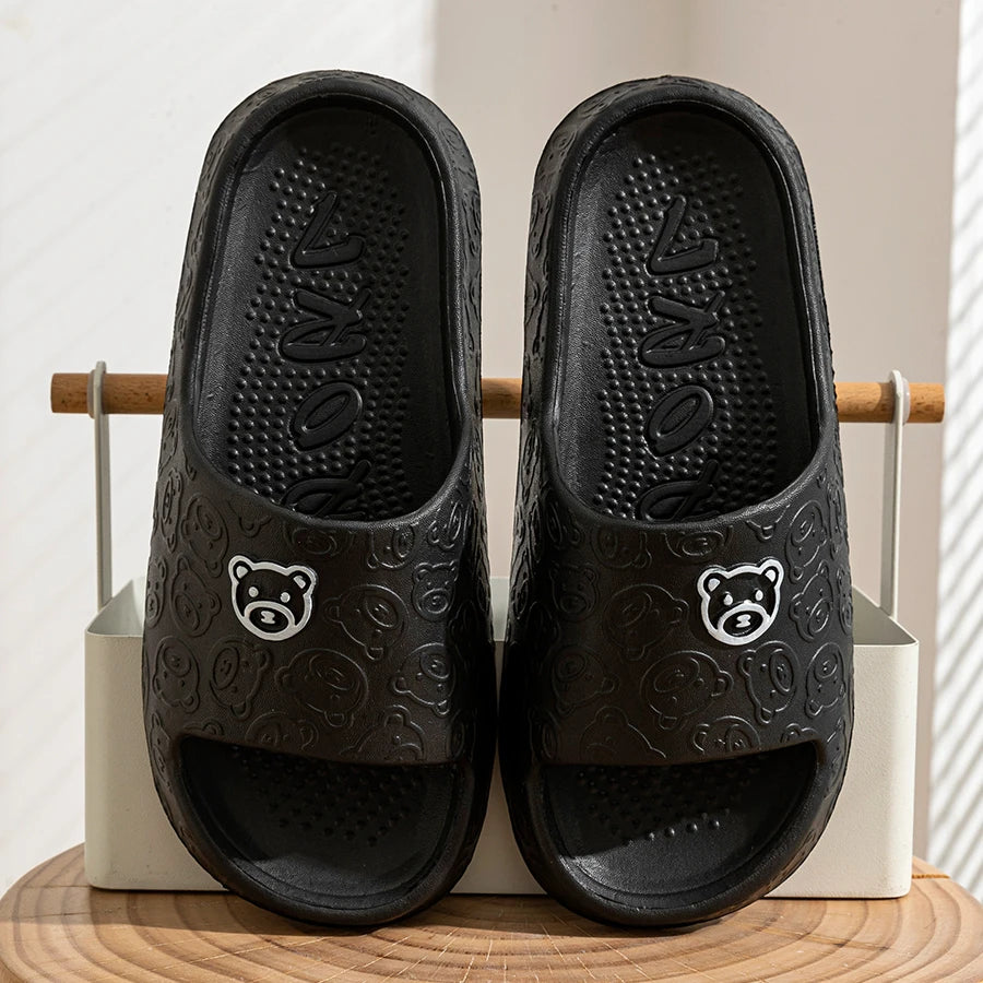Cute Bear EVA Slippers Women Anti Slip Bathroom Slides Soft Comfortable Indoor Outdoor Summer Sandals