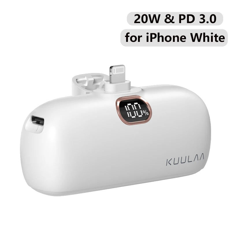 Mini Power Bank 5000mAh PD 3.0 Fast Charging Portable Charger USB-C External Battery for iPhone Samsung Android