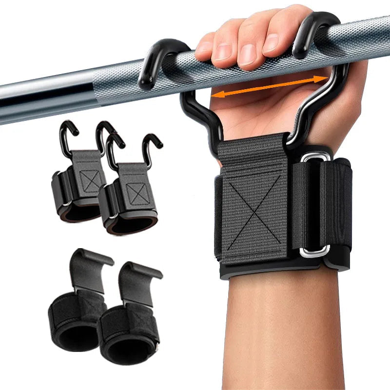 Weight Lifting Hook Grips Wrist Wrap Gym Fitness Pull Up Straps Power Gloves