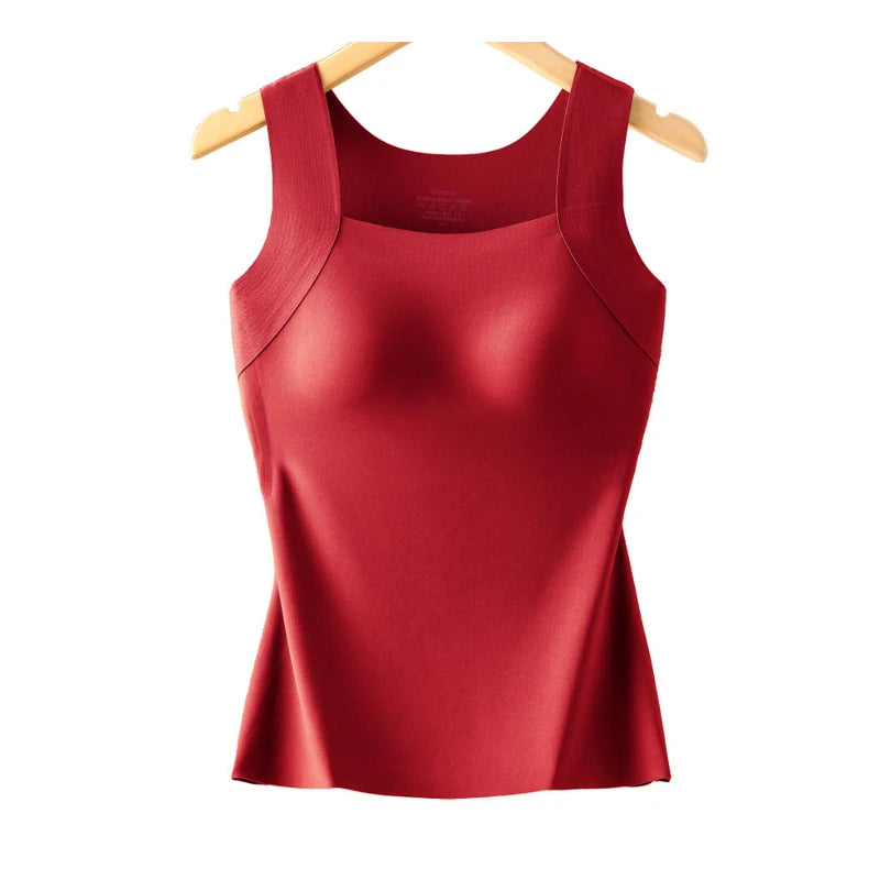 Women’s Plus Size Seamless Thermal Tank Top with Built In Bra
