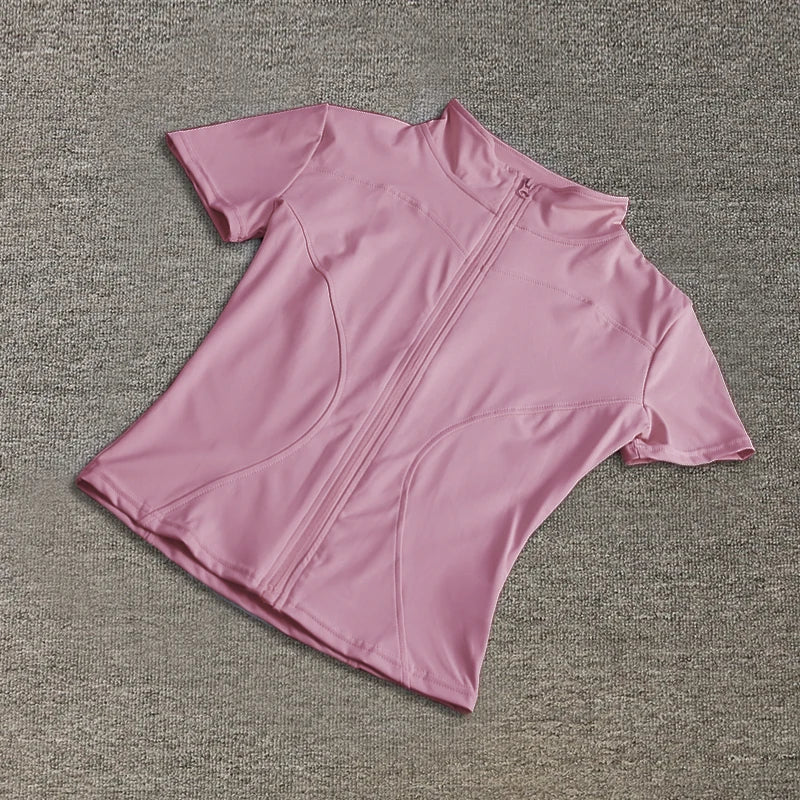 Women Zip Yoga Sportswear Slim Fit Quick Dry Running Fitness Set
