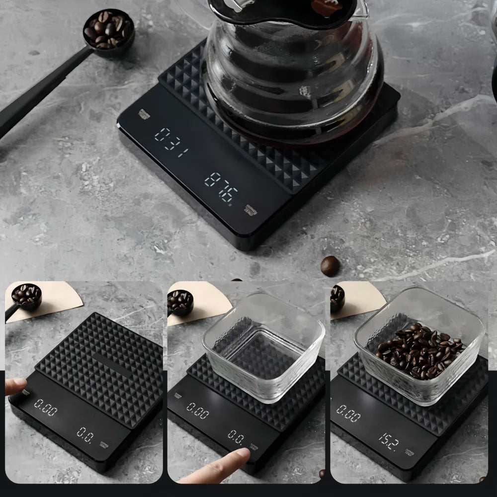 High Precision Coffee Scale USB Timer LED Waterproof Pad 3kg 5kg