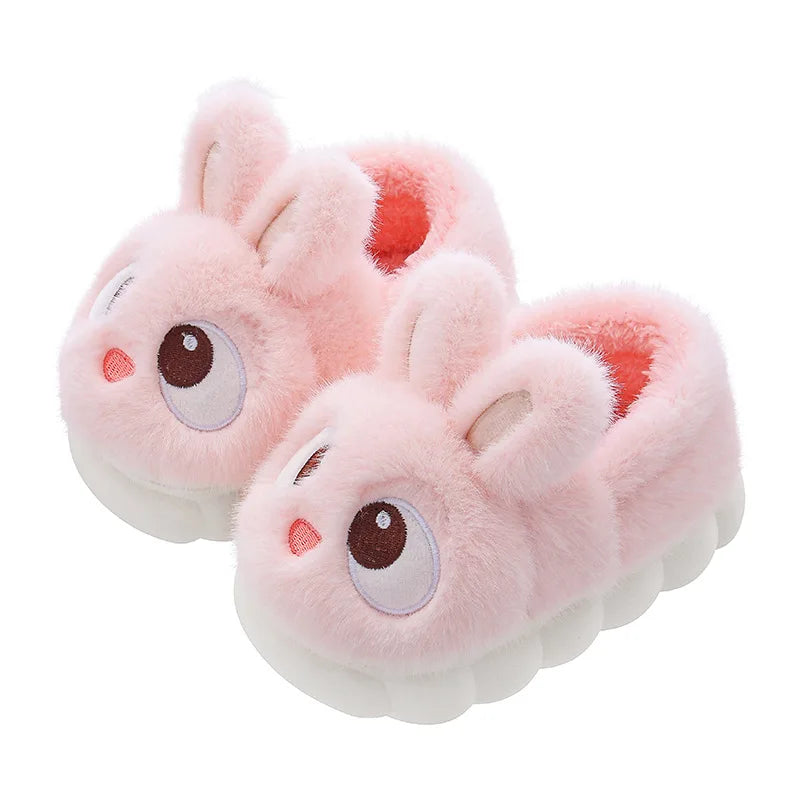 Kids Rabbit Plush Slippers Warm Anti Slip Winter Shoes