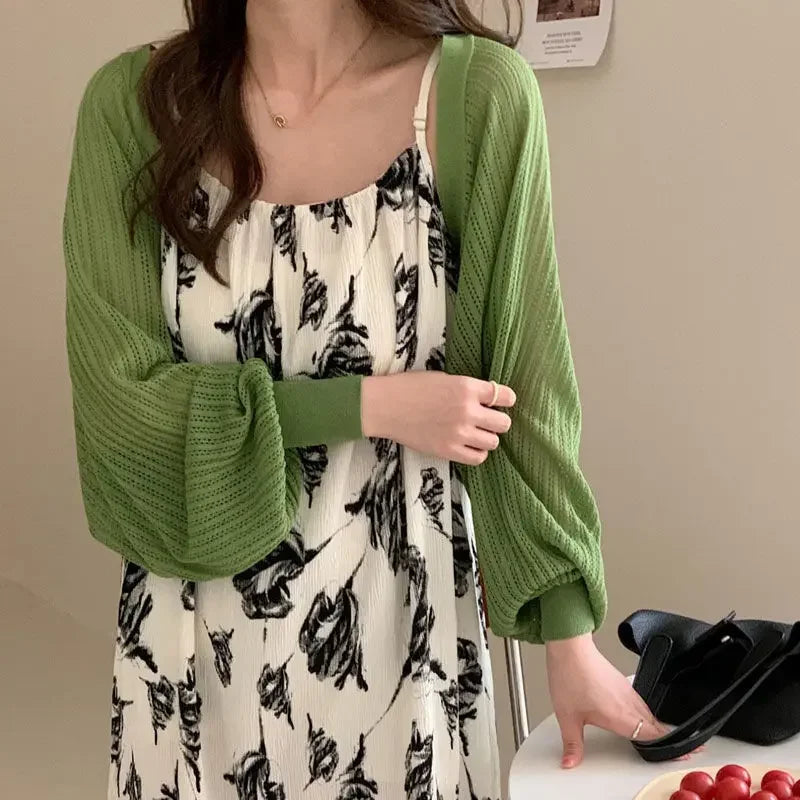 Women Ice Silk Knit Cardigan Sun Protection Lightweight Summer Outer Top