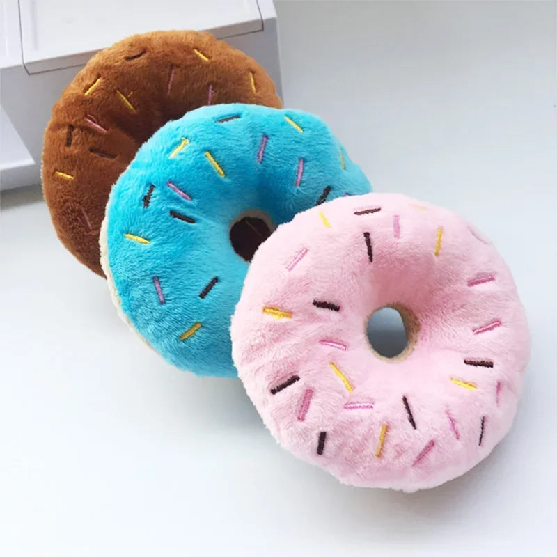 Donut Plush Squeaky Dog Toy for Small Medium Dogs