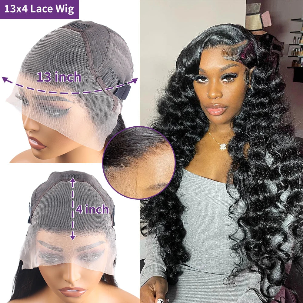 Loose Deep Wave Human Hair Wig – HD Lace Front Glueless Wig Natural Hairline