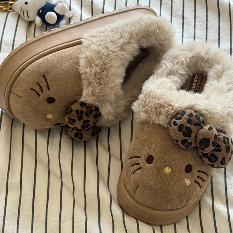 Women’s Cute Cat Cartoon Winter Slippers Warm Cotton Indoor Shoes