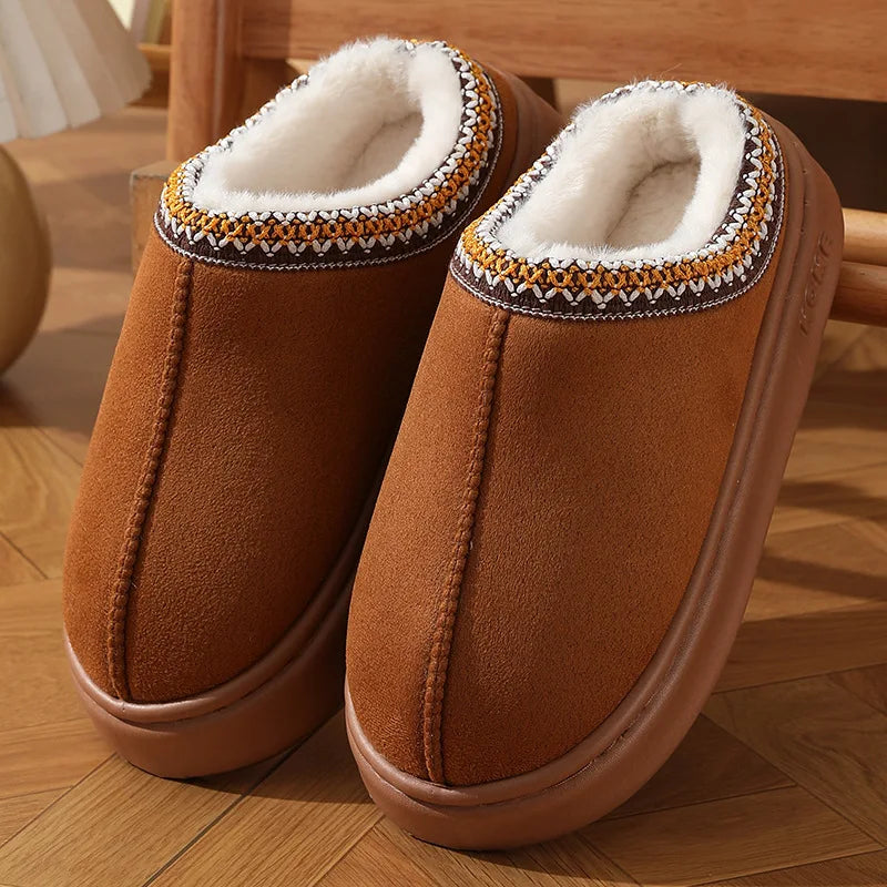 Fluffy Winter Slippers Women Plush Warm Indoor Shoes Anti Slip Soft Home Slippers Unisex Cozy House Slides