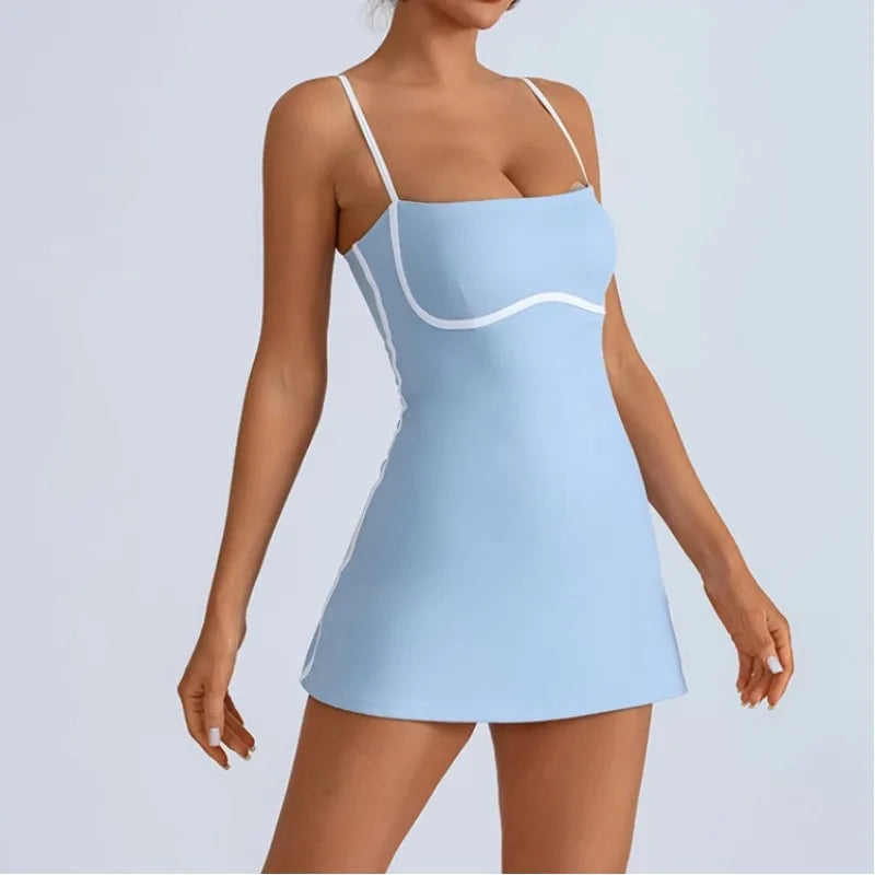 Women Tennis Golf Dress with Built in Shorts Sports Set Yoga Workout Active Skort Dress
