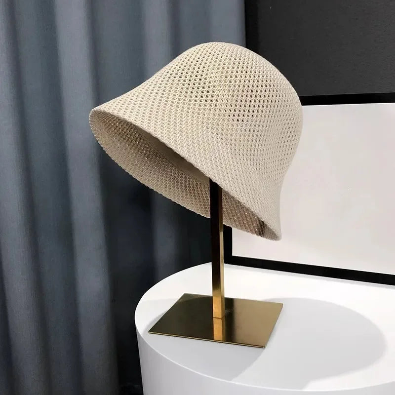 Women Hollow Bucket Hat Breathable Summer Beach Fisherman Cap