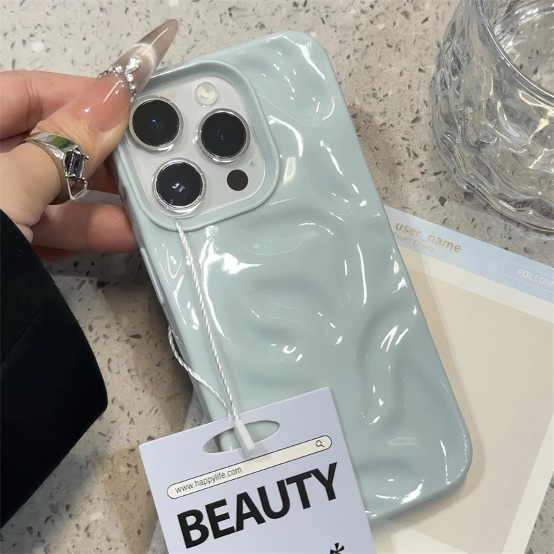3D Wrinkle Wave Pattern Silicone iPhone Case