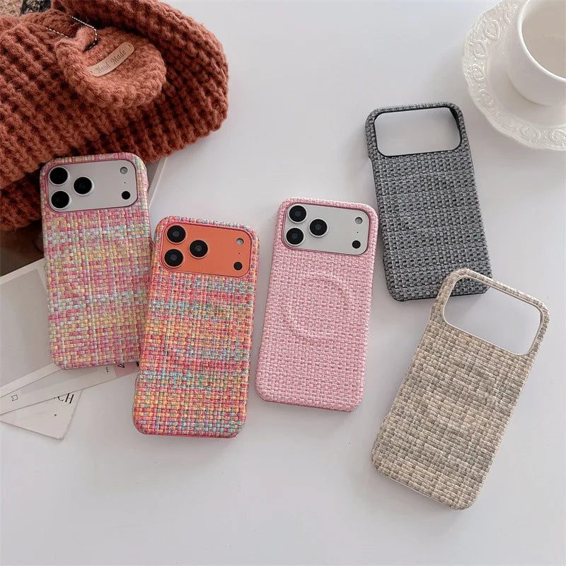 Weave Pattern Magnetic Anti Drop Heat Dissipation Scratch Resistant iPhone Case