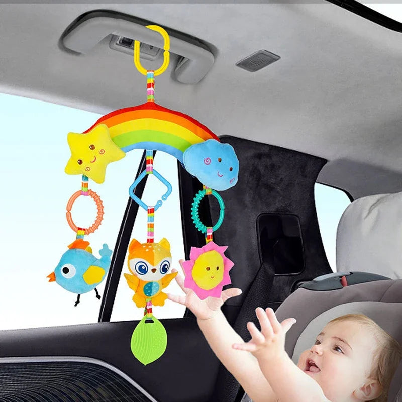Rainbow Plush Baby Stroller Toy for 0 to 12 Months