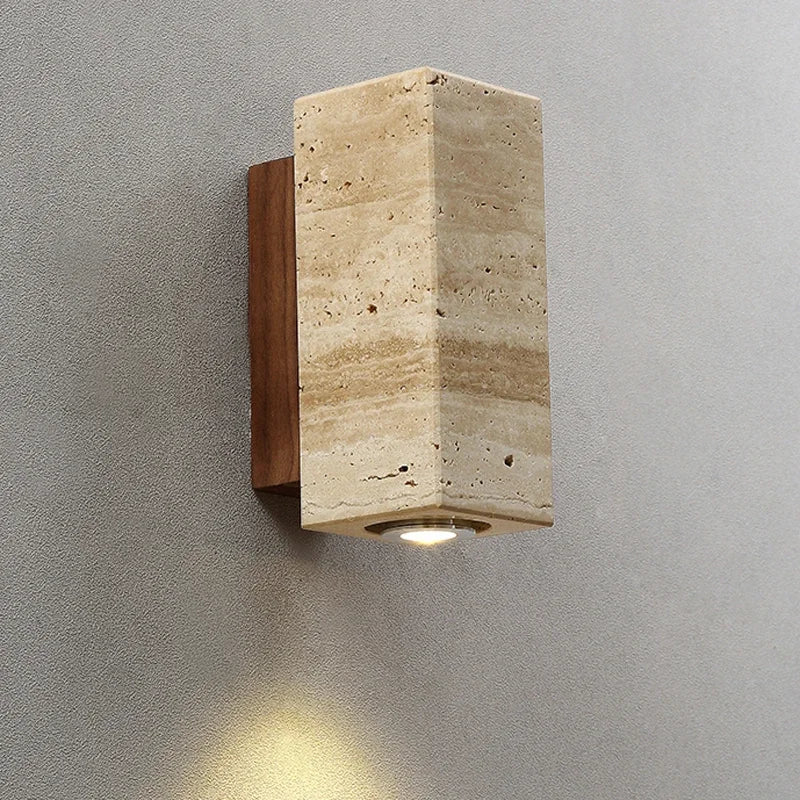 Yellow Marble LED Wall Lamp Bedside Sconce for Bedroom Living Room and Corridor