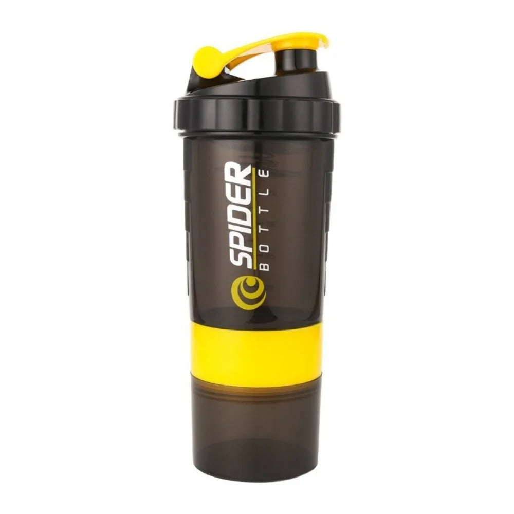 3 Layer Protein Shaker Bottle 600ml – Leakproof Gym Shaker Cup with Storage Compartments for Powder & Pills