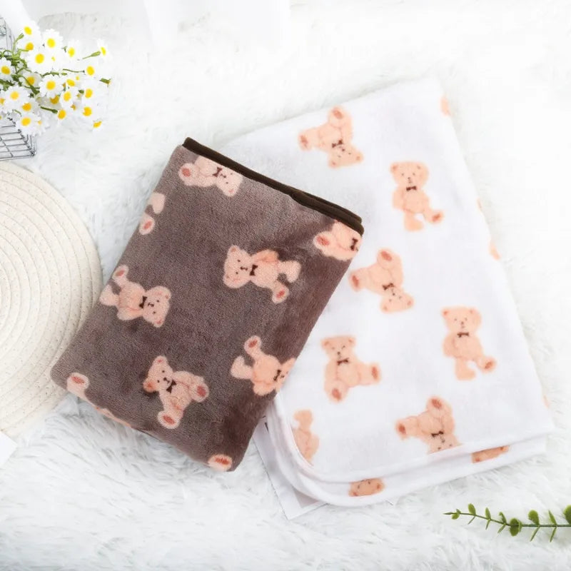 Soft Flannel Pet Blanket Paw Print for Dogs and Cats