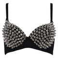 Women Punk Rivet Bralette Gothic Push Up Bra Top Sexy Lingerie Nightclub Party Wear