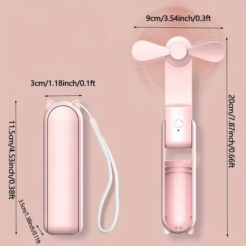 Portable Mini Fan – USB Rechargeable Foldable Handheld Fan for Travel and Outdoor Use