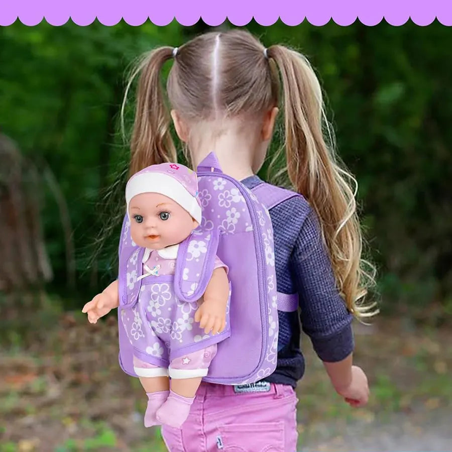 Doll Backpack Bag Cute Flower Handbag Kids Carry Storage Gift Christmas Birthday