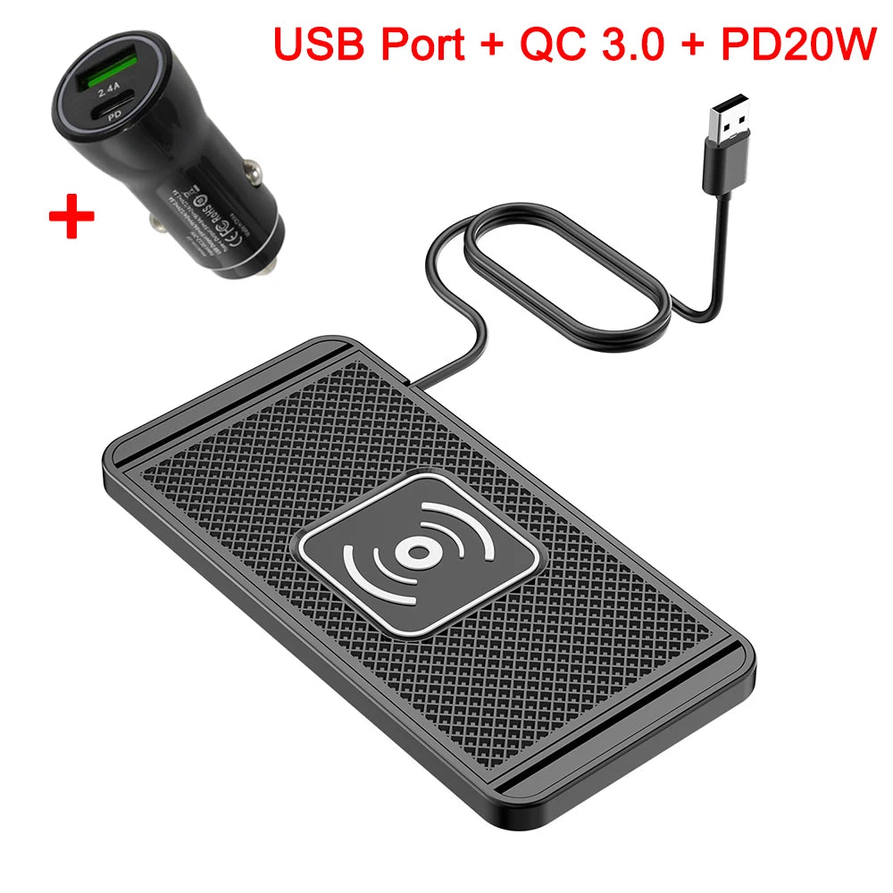 Car Wireless Charger Silicone Non Slip Fast Charging Phone Charging Pad Station