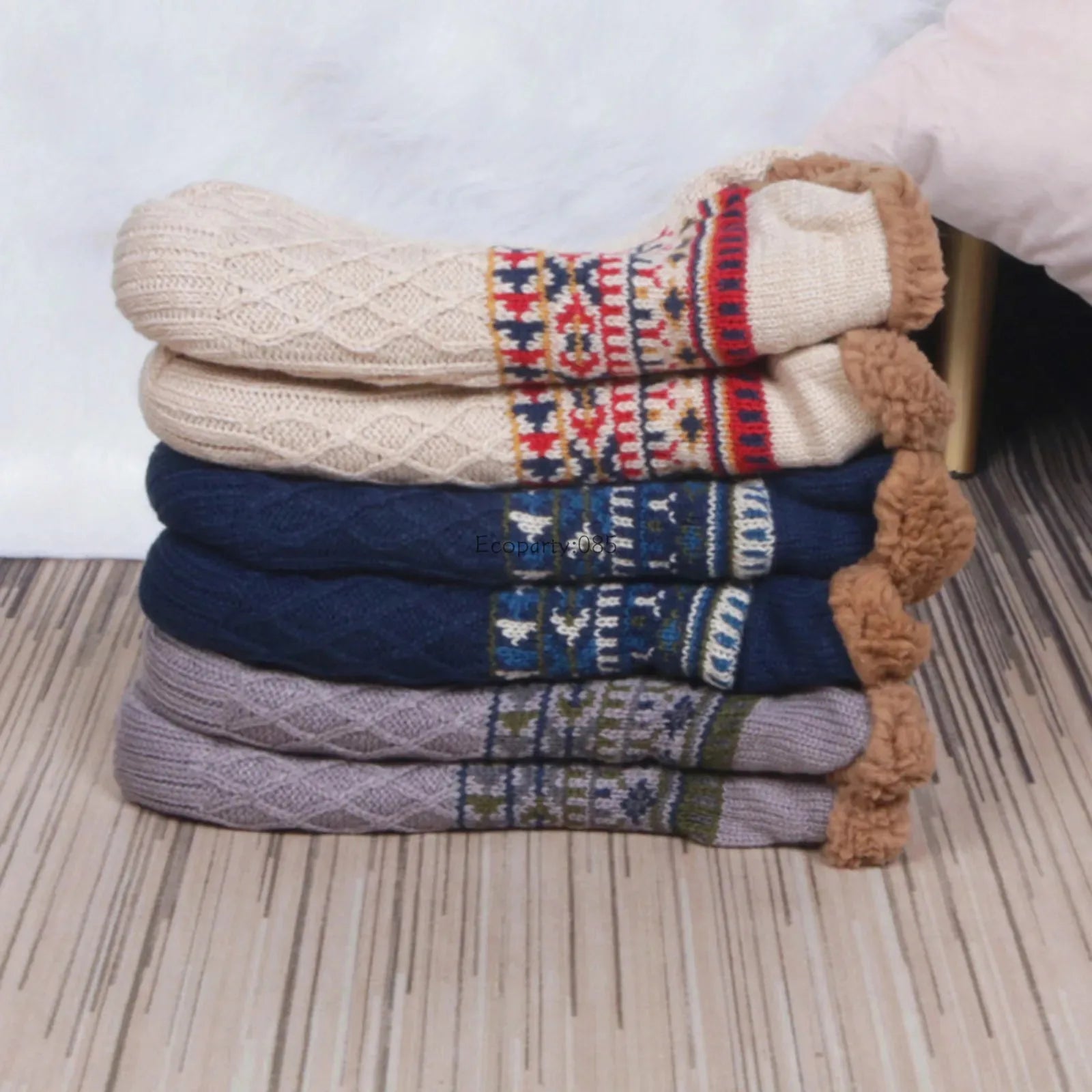 Unisex Warm Velvet Slipper Socks Non Slip Winter Home Socks
