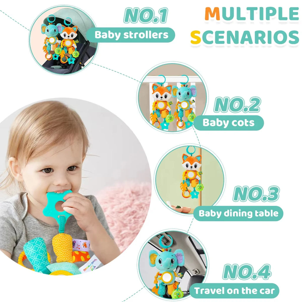 Hanging Plush Baby Sensory Toy with Teether