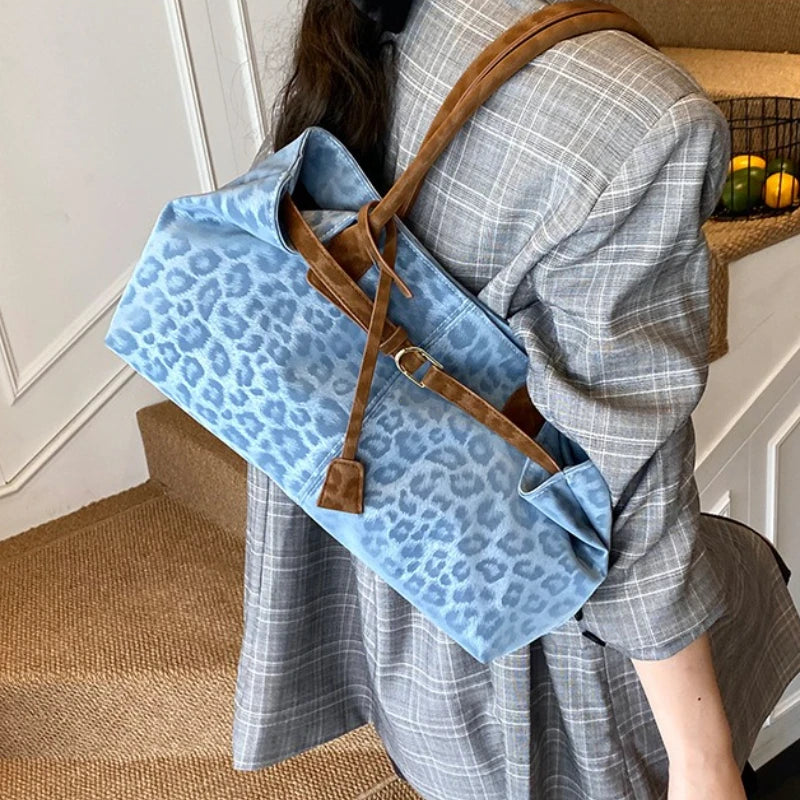Leopard PU Leather Shoulder Bag Women Tote Handbag
