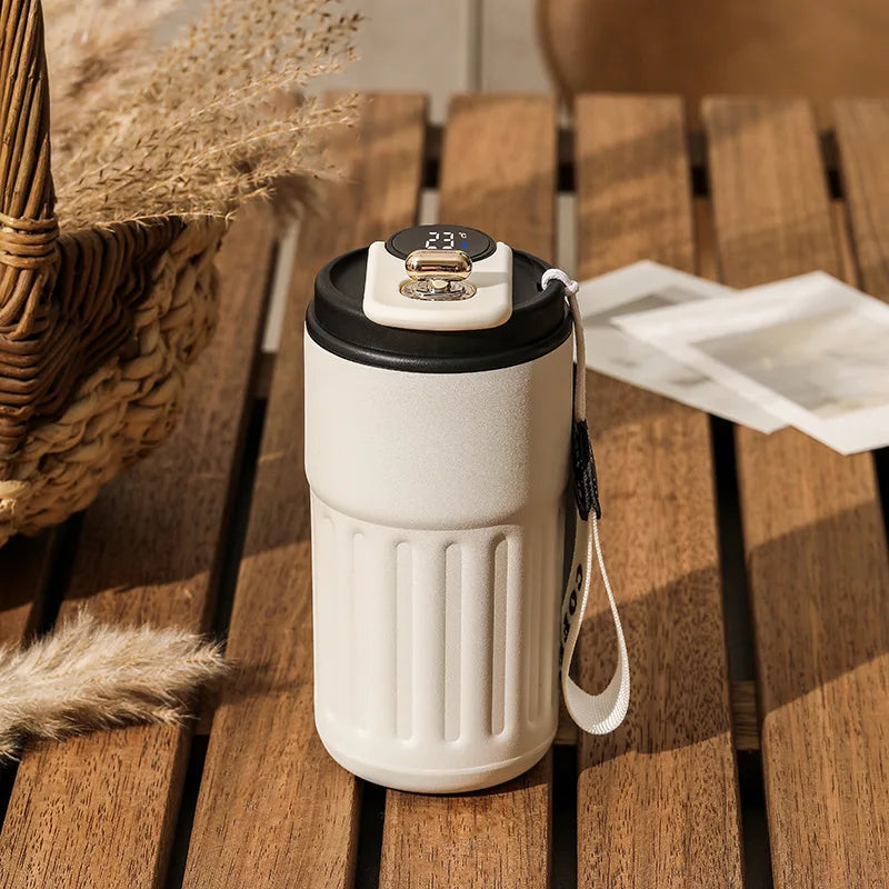 Smart Temperature Display Water Bottle 450ml – Stainless Steel Insulated Coffee Cup with LED Touch Screen