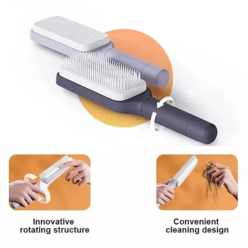 Self Cleaning Rotating Hair Brush Anti Static Scalp Massage Comb