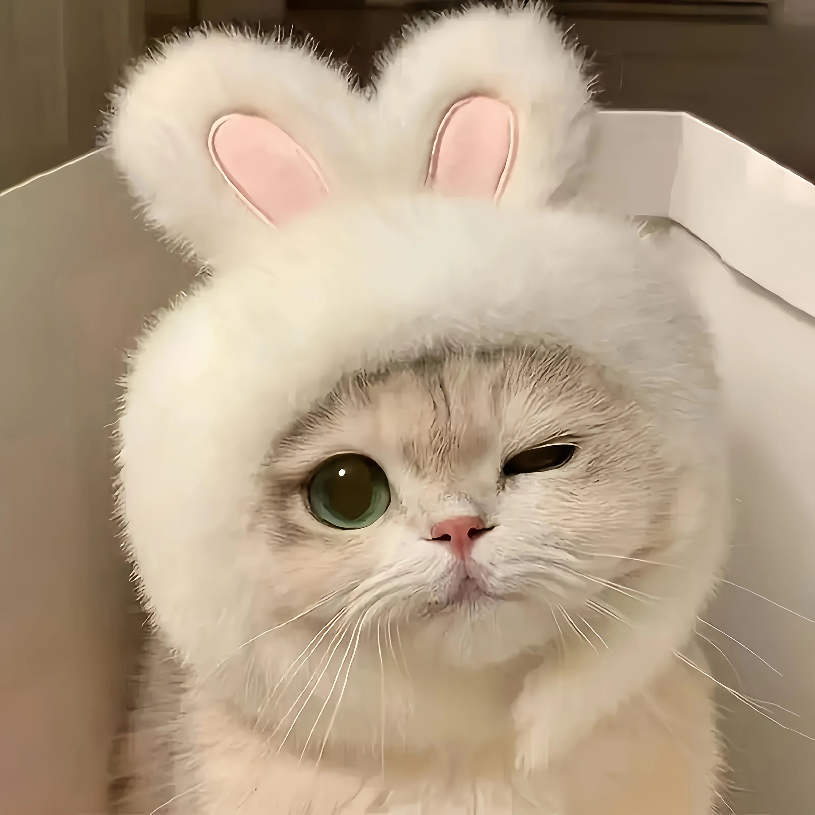 Bunny Ears Cat Hat Knit Pet Costume for Cats & Small Dogs